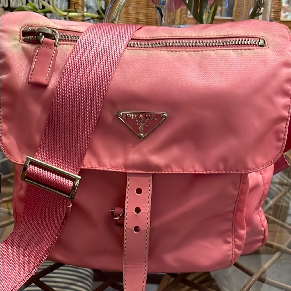 Prada Pink Nylon Crossbody Bag with Adjustable Strap